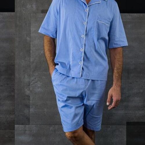 pijama curto masculino ceruleo